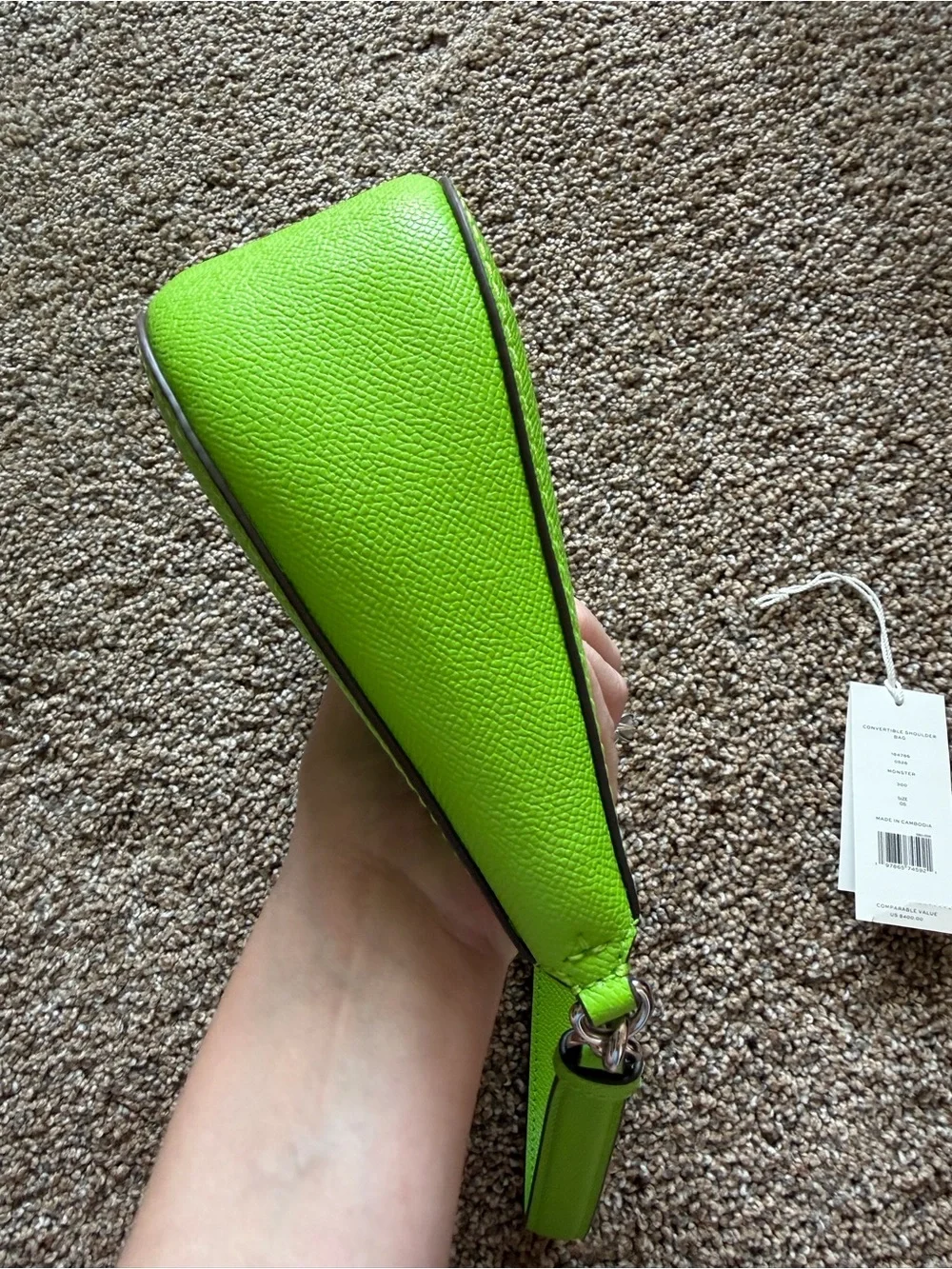 TORY BURCH Convertible Shoulder Bag in Monster Green Leather